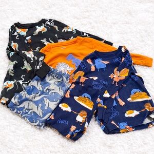 Kids Dinosaur Pajama Set - Black, Orange, Blue